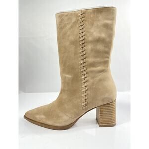 Vince Camuto Boots Women's Size 8M Beige Suede VC-LORRYS Western Mid Calf